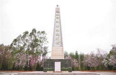 清明节前夕，武警广西总队柳州支队官兵前往江口乡革命烈士陵园开展祭扫活动。马文杰摄